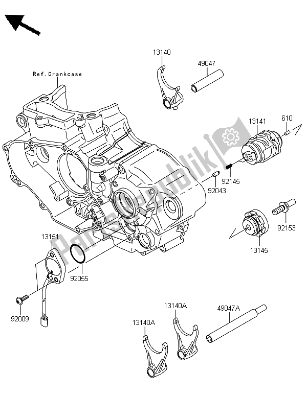 Todas as partes de Tambor De Mudança De Marcha E Garfo De Mudança do Kawasaki KX 450F 2012