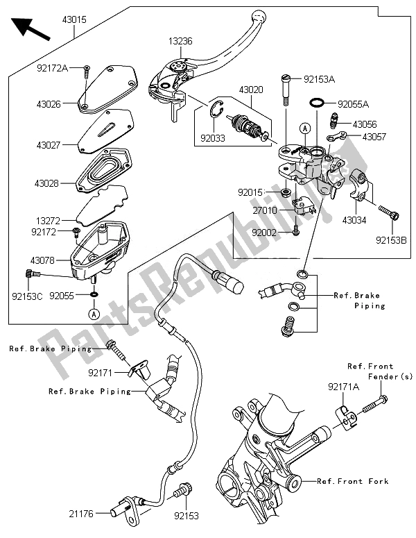 Todas las partes para Cilindro Maestro Delantero de Kawasaki 1400 GTR ABS 2014