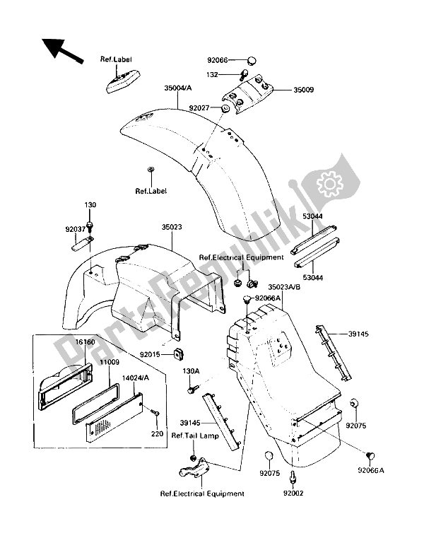 Tutte le parti per il Parafango del Kawasaki Voyager XII 1200 1989