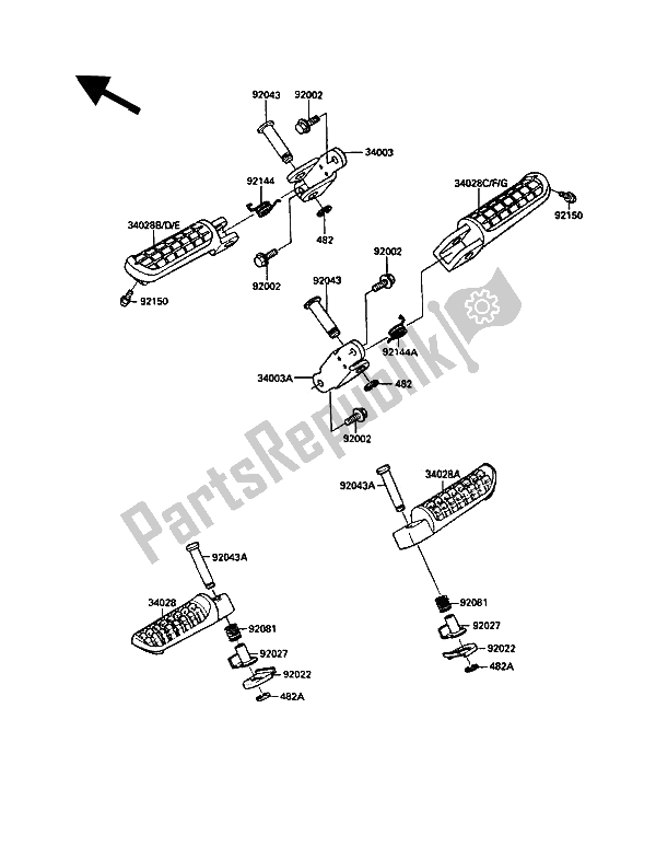 All parts for the Step of the Kawasaki GPZ 900R 1990