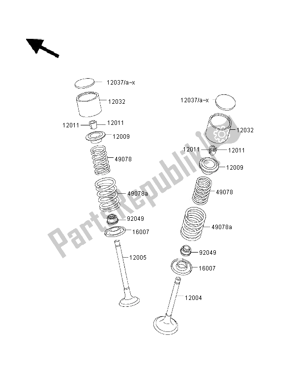 All parts for the Valve of the Kawasaki KLX 650R 1996