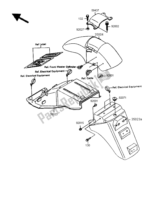 All parts for the Fenders of the Kawasaki GPX 600R 1997