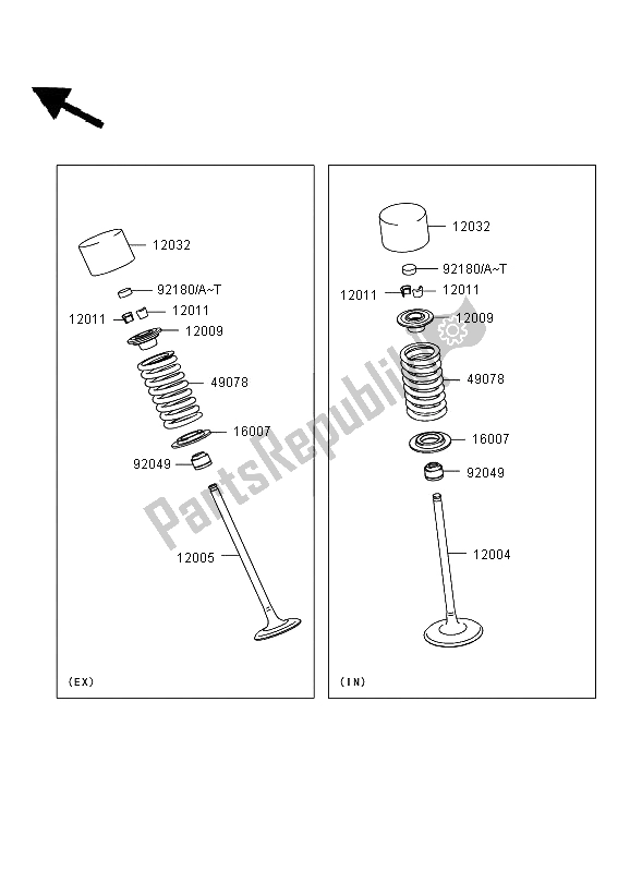 All parts for the Valve of the Kawasaki ER 6F ABS 650 2008