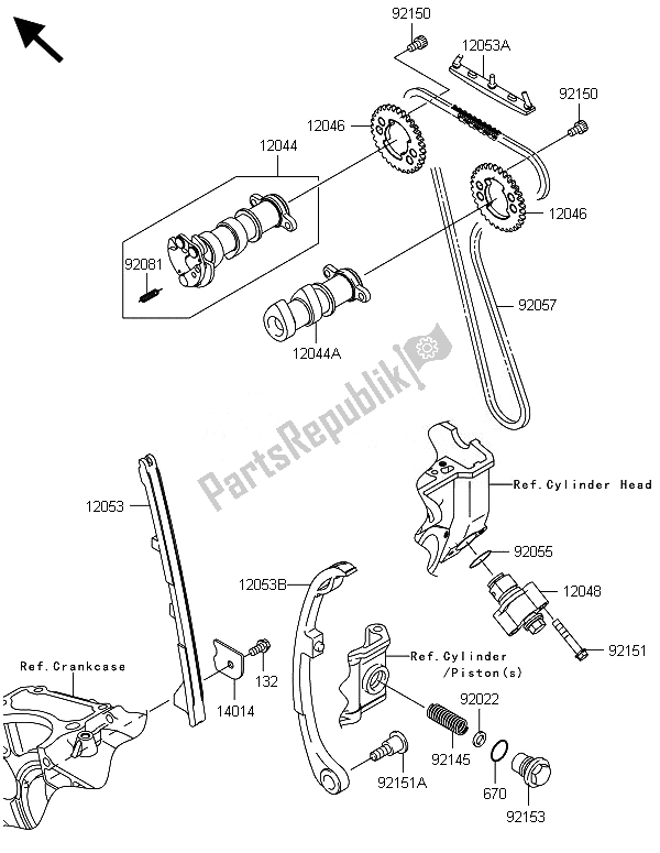 All parts for the Camshaft(s) & Tensioner of the Kawasaki KLX 250 2014