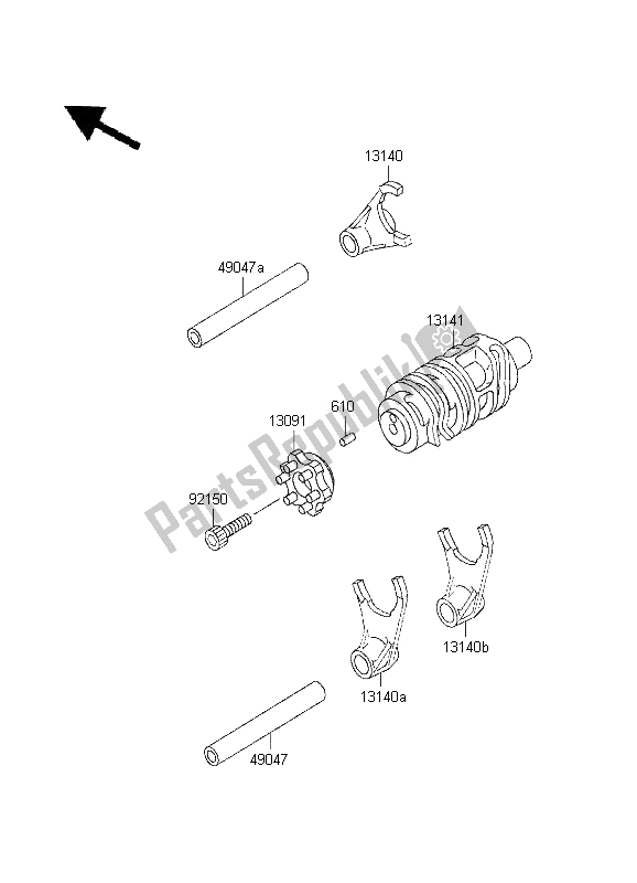 All parts for the Gear Change Drum & Shift Fork of the Kawasaki KLX 250R 1995