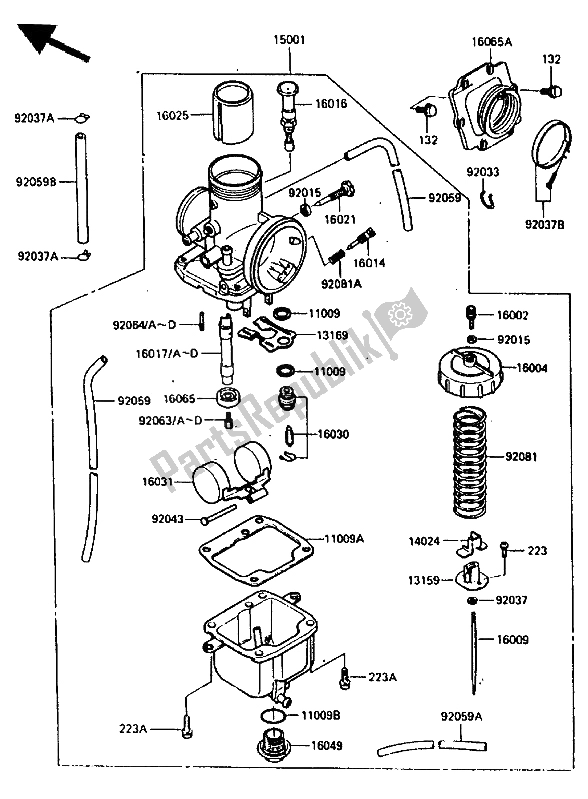 Toutes les pièces pour le Carburateur du Kawasaki KX 250 1987