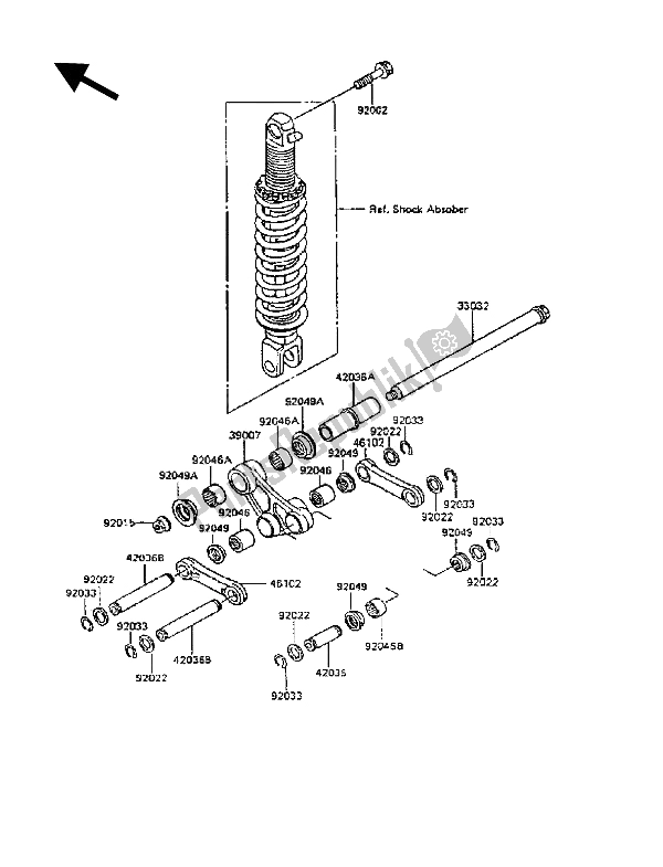 Alle onderdelen voor de Suspensie van de Kawasaki KLR 600 1988