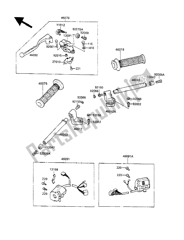 Alle onderdelen voor de Stuur van de Kawasaki GPX 600R 1990