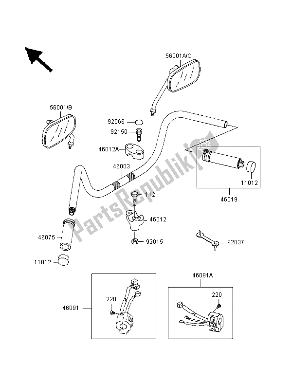 Toutes les pièces pour le Guidon du Kawasaki VN 1500 Classic 1999