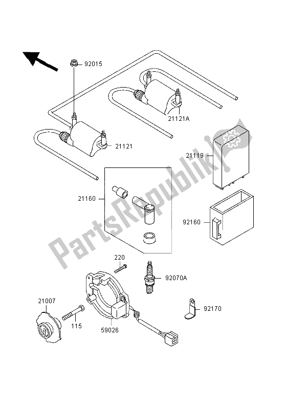 All parts for the Ignition System of the Kawasaki Zephyr 550 1998