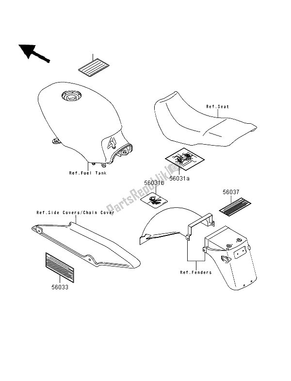 Tutte le parti per il Etichette del Kawasaki GPZ 500S 1997