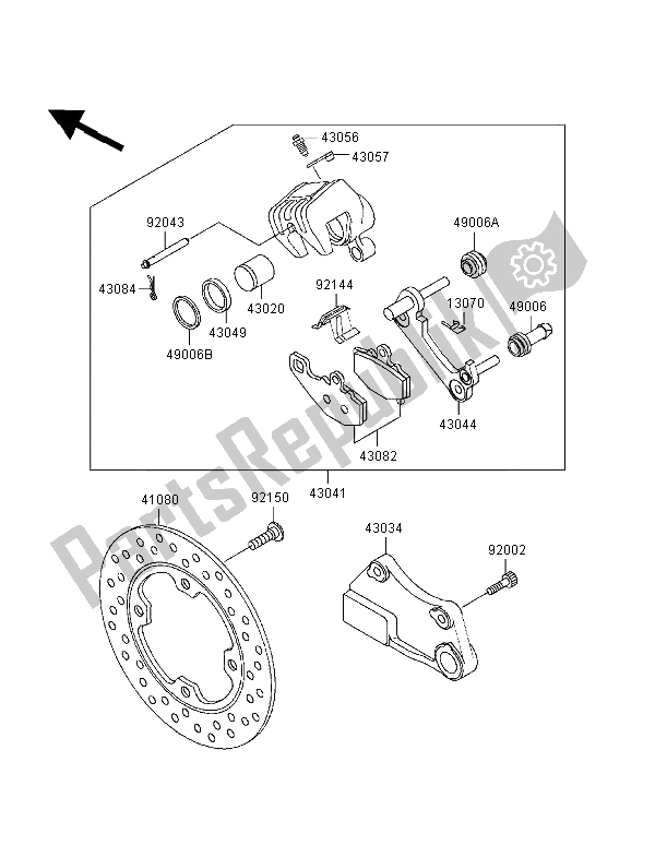 All parts for the Rear Brake of the Kawasaki Ninja ZX 6R 600 1998