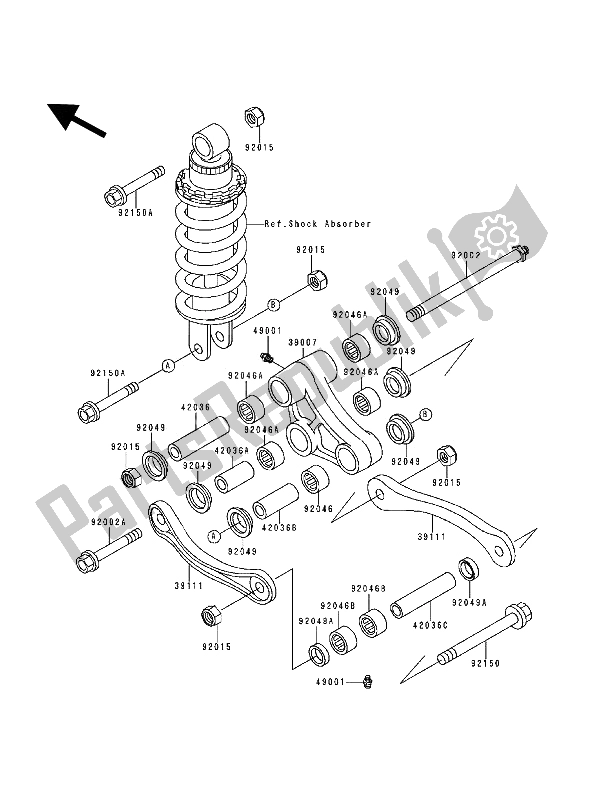 All parts for the Suspension of the Kawasaki ZZ R 600 1993