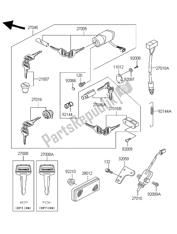 Tutte le parti per il Interruttore Di Accensione del Kawasaki Eliminator 125 2004