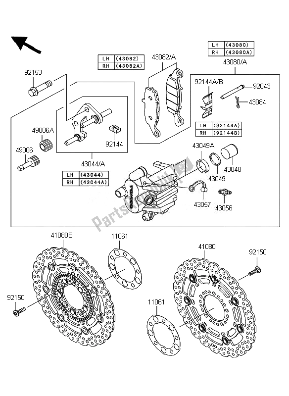 Todas las partes para Freno Frontal de Kawasaki ER 6N ABS 650 2010
