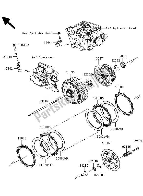 All parts for the Clutch of the Kawasaki KLX 450R 2010