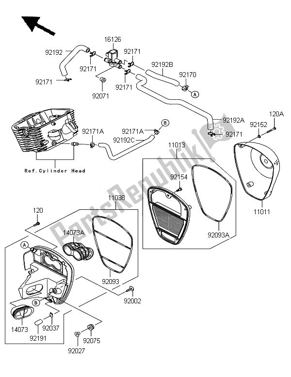 Toutes les pièces pour le Purificateur D'air du Kawasaki VN 900 Classic 2011