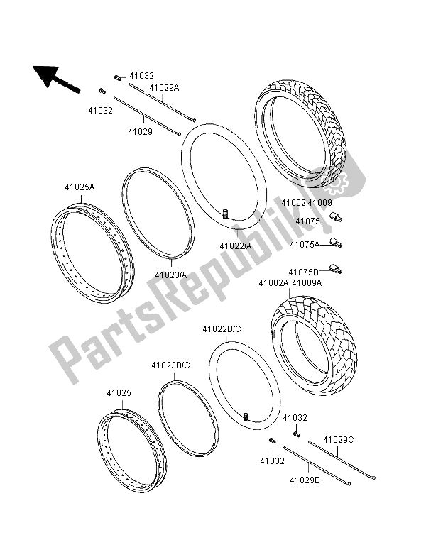 Tutte le parti per il Pneumatici del Kawasaki KLE 500 1995