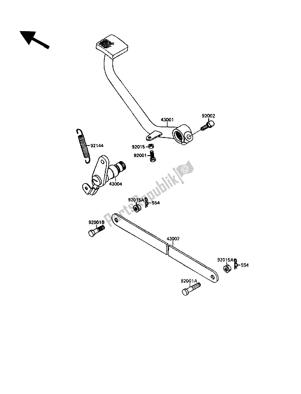 Tutte le parti per il Pedale Del Freno del Kawasaki EN 500 1990