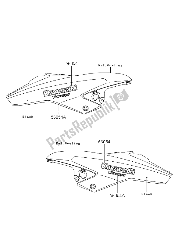 Tutte le parti per il Decalcomanie (nero) del Kawasaki Versys 650 2012