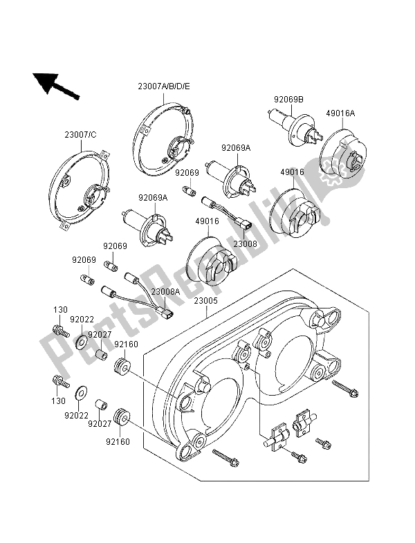 Tutte le parti per il Faro del Kawasaki ZXR 750 1995 Tutte le parti per il Faro del Kawasaki ZXR 750 1995