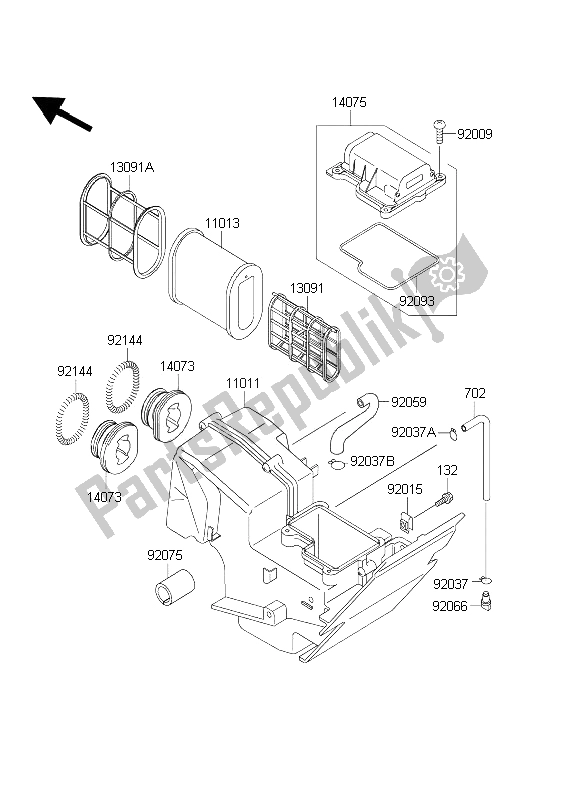 Alle onderdelen voor de Luchtfilter van de Kawasaki EL 252 2003
