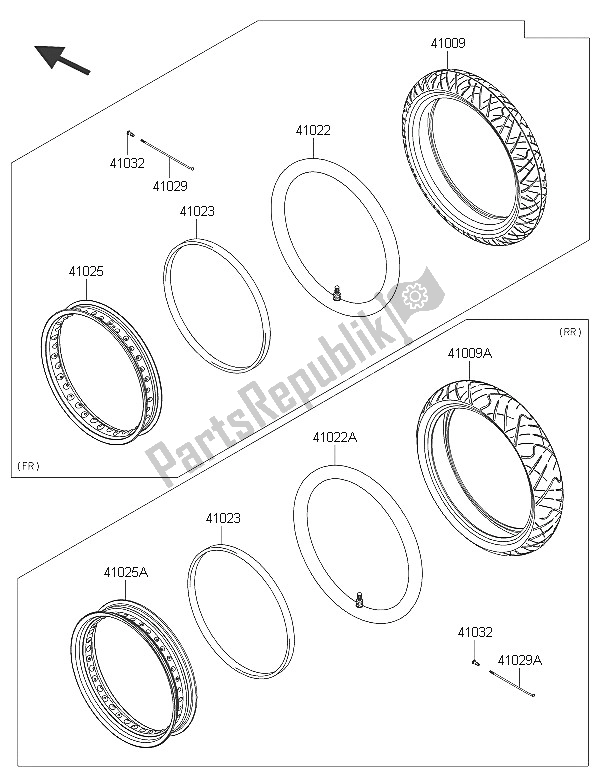 Toutes les pièces pour le Pneus du Kawasaki D Tracker 150 2016