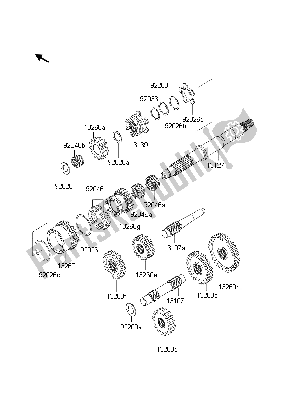 All parts for the Transmission of the Kawasaki KVF 650 4X4 2003