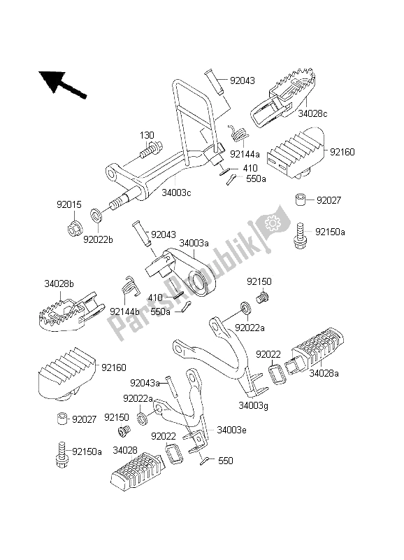 All parts for the Footrests of the Kawasaki KLX 650 1995