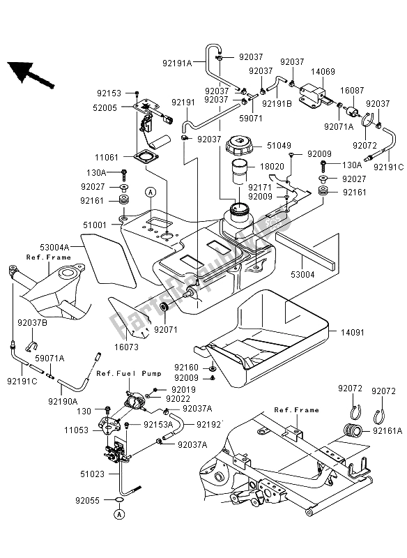 Tutte le parti per il Serbatoio Di Carburante del Kawasaki KVF 650 4X4 2008