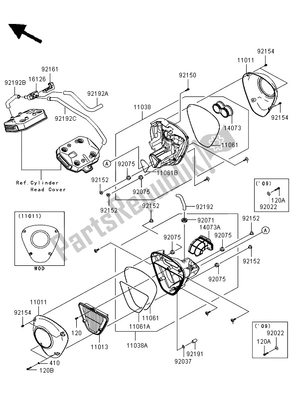 Todas las partes para Filtro De Aire de Kawasaki VN 1700 Voyager ABS 2009