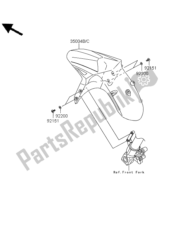 Tutte le parti per il Parafango Anteriore del Kawasaki Versys 650 2012