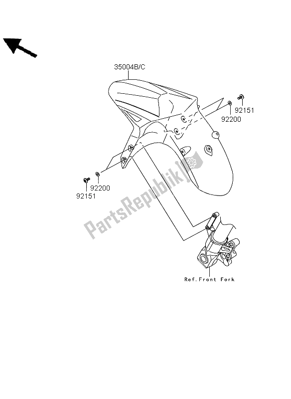 All parts for the Front Fender of the Kawasaki Versys 650 2012