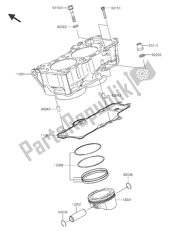 All parts for the Cylinder & Piston(s) of the Kawasaki Vulcan S 650 2016