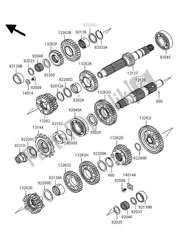 All parts for the Transmission of the Kawasaki ER 6N 650 2007