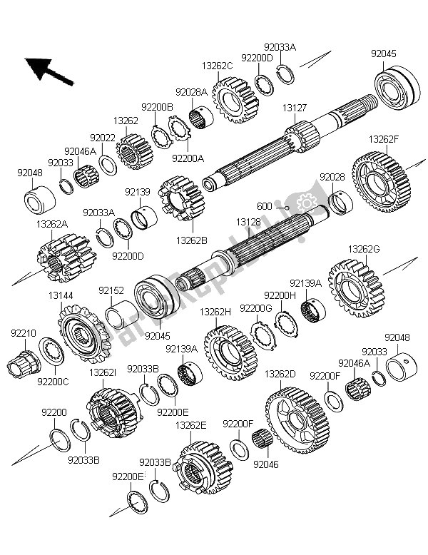 All parts for the Transmission of the Kawasaki Z 1000 SX ABS 2012