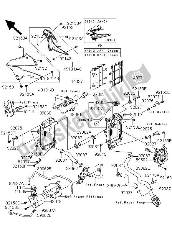 Todas las partes para Radiador de Kawasaki KLX 250 2009
