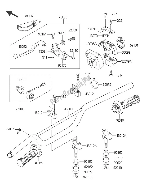 All parts for the Handlebar of the Kawasaki KX 85 LW 2016