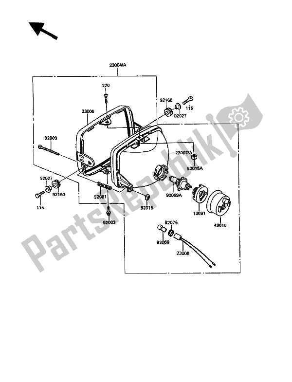 Tutte le parti per il Lampada Frontale del Kawasaki GPZ 900R 1990