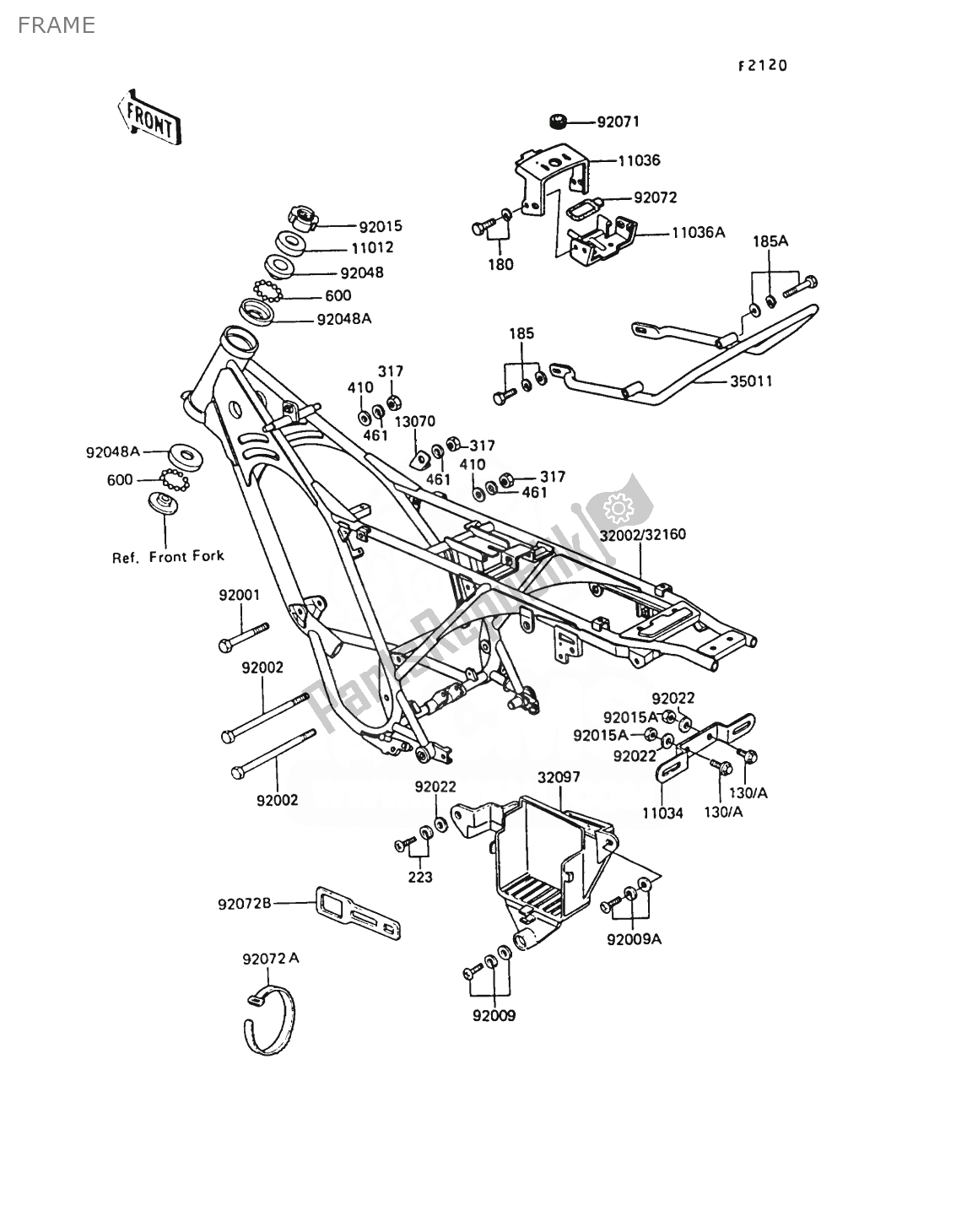 Alle onderdelen voor de Kader van de Kawasaki AR 50 1989