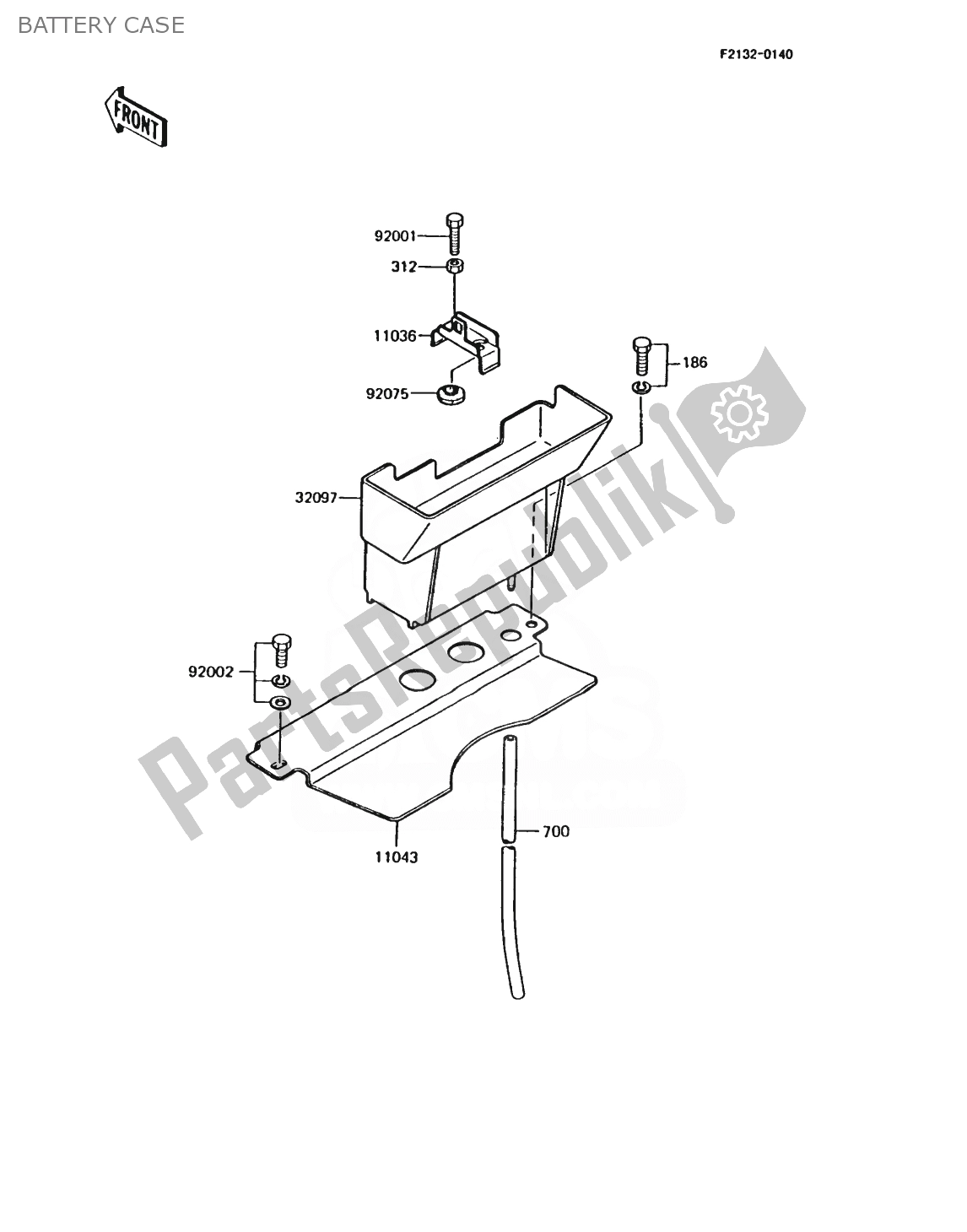 All parts for the Battery Case of the Kawasaki AR 125 1988