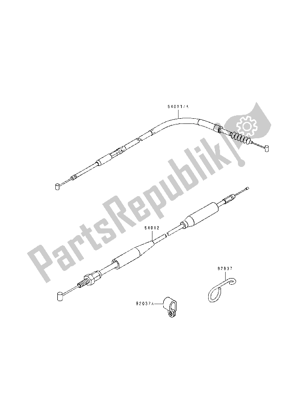 All parts for the Cable of the Kawasaki KX 250 1990