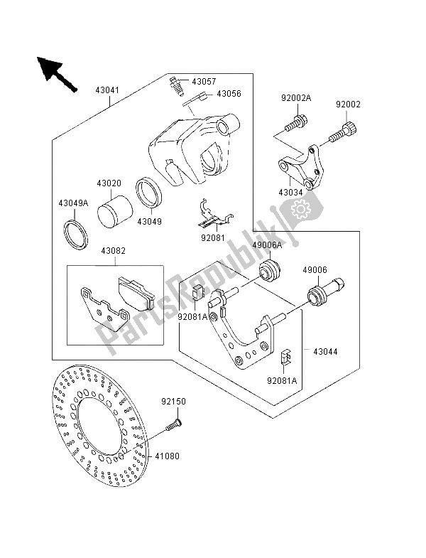 All parts for the Rear Brake of the Kawasaki VN 1500 Classic 1998