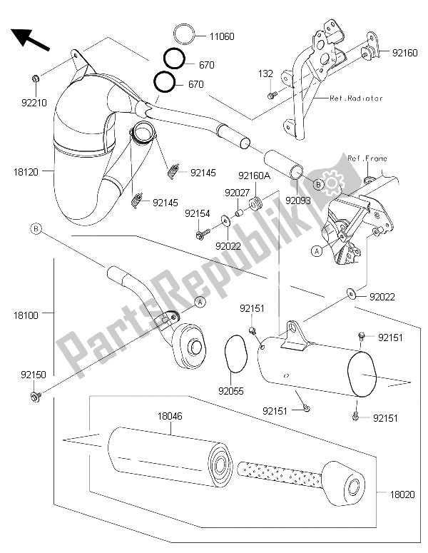 All parts for the Muffler(s) of the Kawasaki KX 85 SW 2015