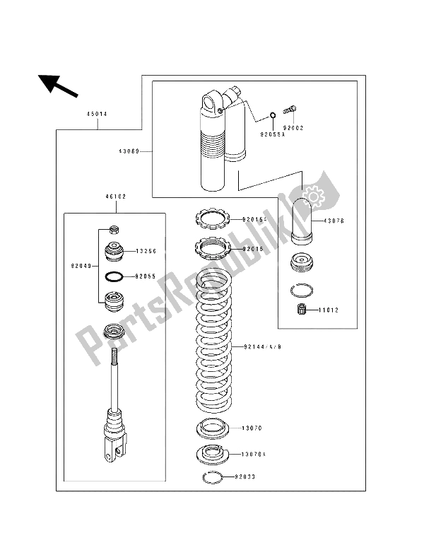 All parts for the Shock Absorber(s) of the Kawasaki KX 100 1994