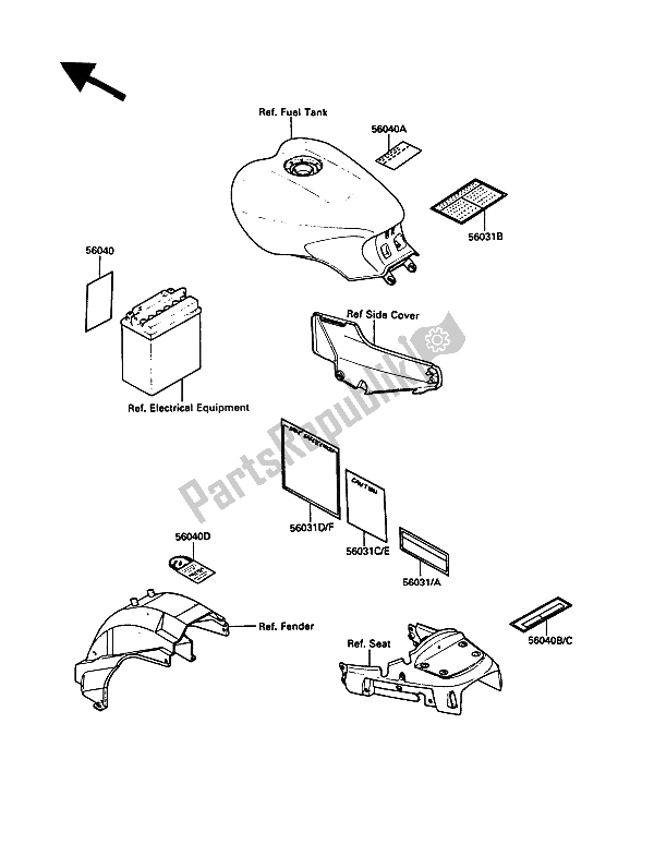 Wszystkie części do Etykiety Kawasaki 1000 GTR 1989