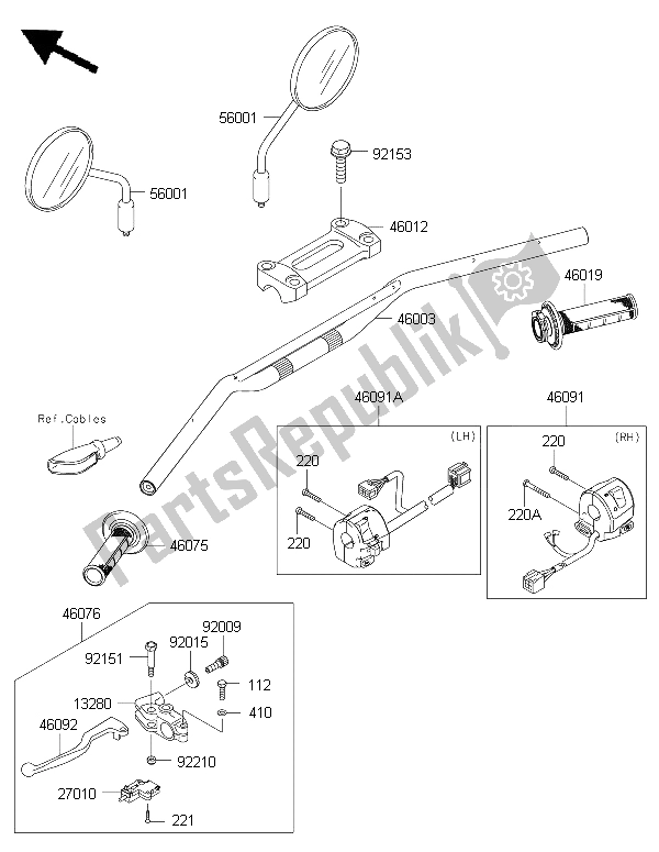 Toutes les pièces pour le Guidon du Kawasaki KLX 250 2015