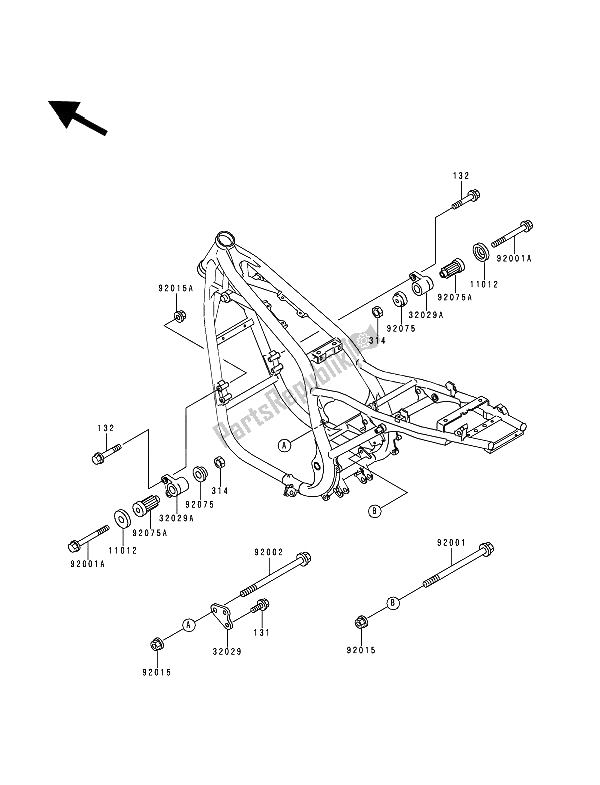 Toutes les pièces pour le Montage De Cadre du Kawasaki Zephyr 750 1991