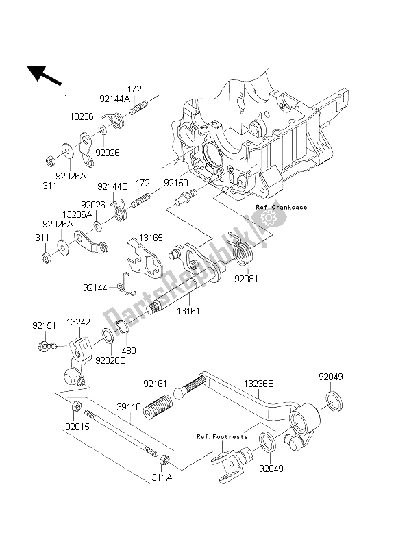 Wszystkie części do Mechanizm Zmiany Biegów Kawasaki ZRX 1200 2004