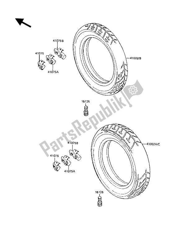 All parts for the Tires of the Kawasaki GPZ 1000 RX 1986